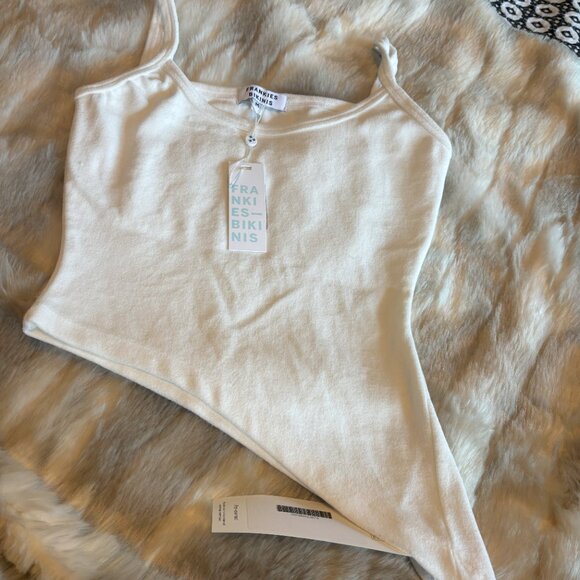 Frankies Bikinis Erma Terry Tank in White, Size Medium - Picture 1 of 4
